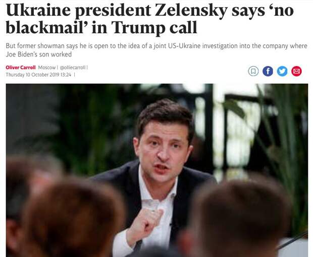 Ukraine president Zelensky says ‘no blackmail’ in Trump call