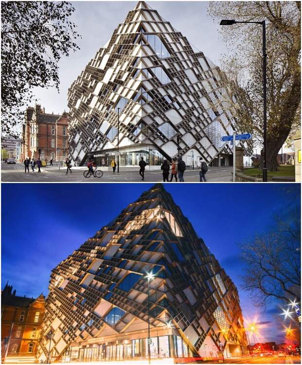 Строительство нового корпуса The Diamond на месте исторического здания вызвало немало споров и противоречий (Sheffield University, Великобритания).