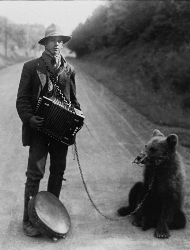Цыган с медведем в Вестервальде, 1929 год. Август Зандер (August Sander)  история, фото, это интересно