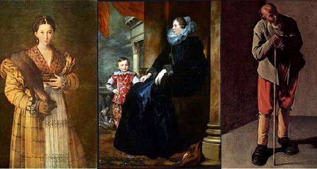Слева направо: Антея. Пармиджанино, ок. 1537; Леди Дженовезе. Антонис Ван Дейк, 1626; Крестьянин. Жорж де Ла Тур. | Фото: rgo-sib.ru. Слева направо: Антея. Пармиджанино, ок. 1537; Леди Дженовезе. Антонис Ван Дейк, 1626; Крестьянин. Жорж де Ла Тур. | Фото: rgo-sib.ru.
