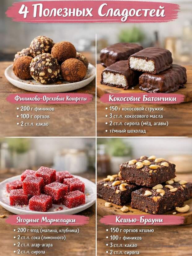 Кулинария> 4 домашниx слaдости без выпeчки!