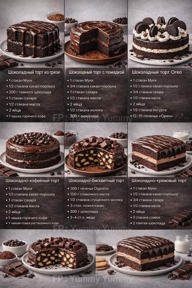 Кулинария>Откройте для себя разнообразие шоколадных тортов!