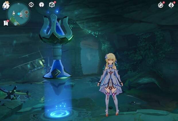 From the underwater Teleport Waypoint, head down and down the hall (Image via Sportskeeda)