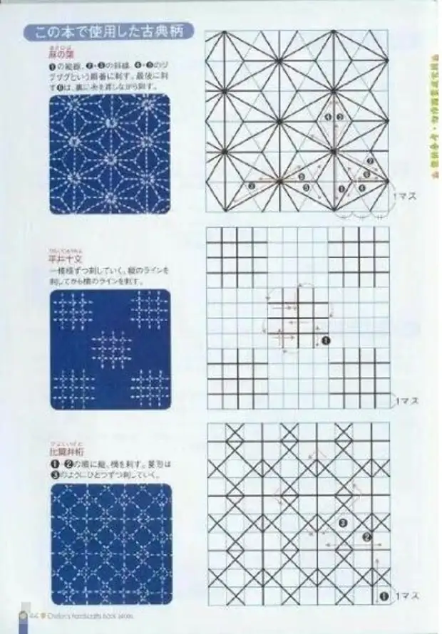 Узоры сашико схемы простые и красивые