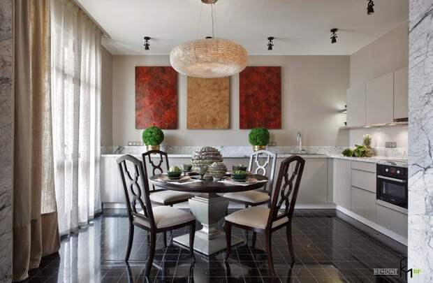 Строгий вид кухонных шкафов