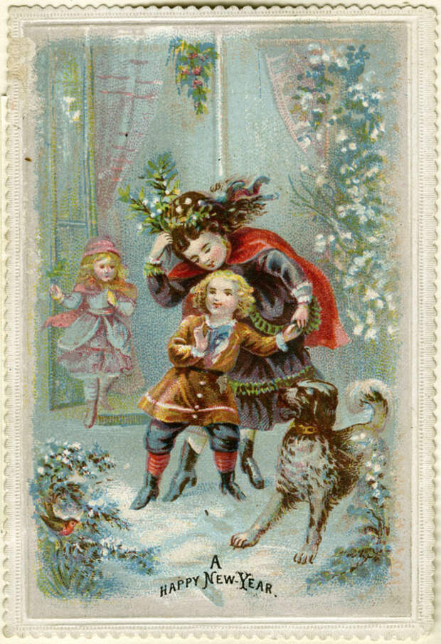 A Happy New Year. Victorian greetings card