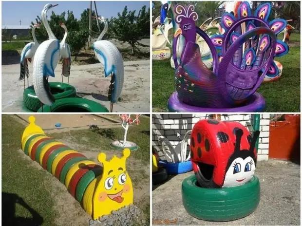 Поделки из шин — интересные и креативные идеи украшения сада и участка