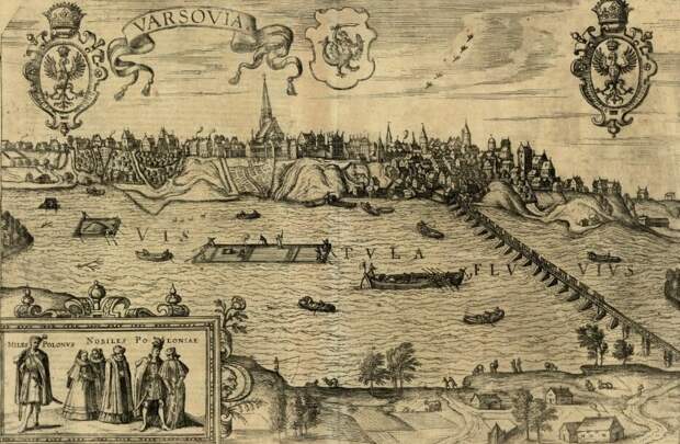 Вид Варшавы, гравюра Георга Брауна, 1617