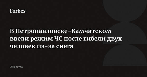 В Петропавловске-Камчатском ввели режим ЧС после гибели двух человек из-за снега
