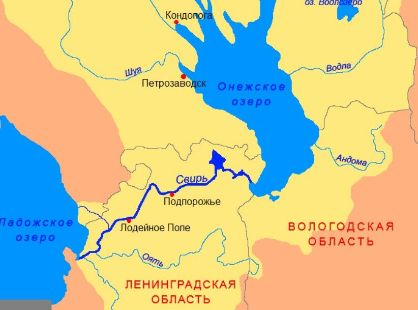 Река Свирь на карте России (источник: https://clck.ru/XUATd)