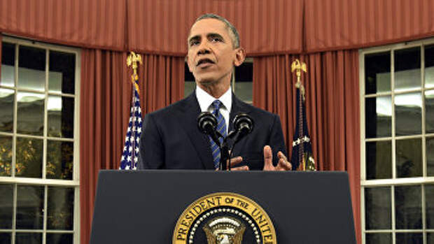 Президент США Барак Обама обращается к нации из Овального кабинета в Белом доме Вашингтон. Архив