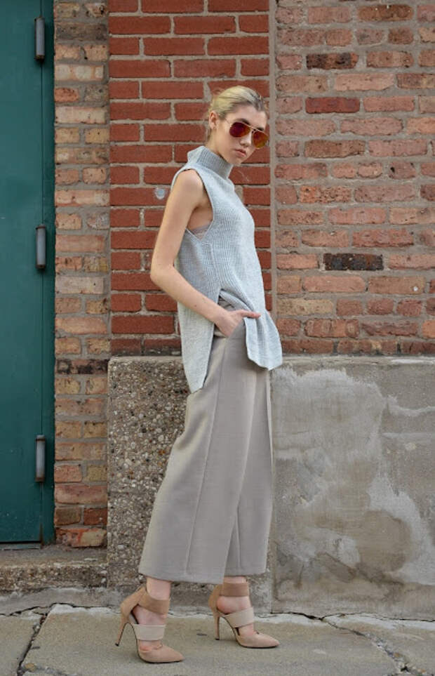 neutral fall look fall ootd, street style, blogger, style, culottes, turtleneck