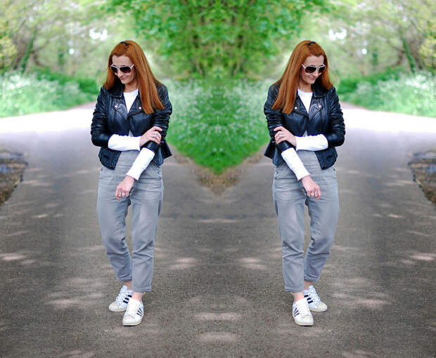 How to style dungarees | with a black leather jacket