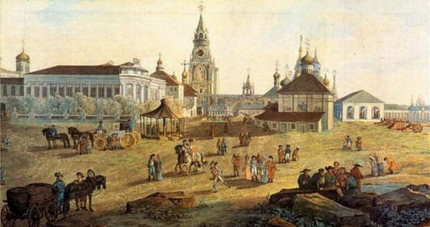 Вид с запада на юго-восточную часть Кремля с церковью Николы Гостунского 5.jpg