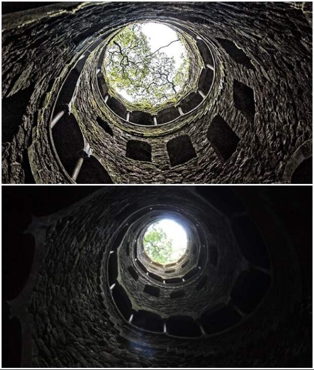Чем ниже спускается человек, тем больше сумрак окутывает его (Quinta da Regaleira, Колодец Посвящения). Чем ниже спускается человек, тем больше сумрак окутывает его (Quinta da Regaleira, Колодец Посвящения).