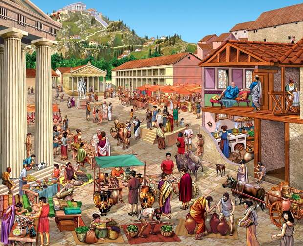 Античный рынок. Картина современного художника