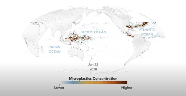 Анимация NASA показывает, как пластиковый мусор распределяется по океану
