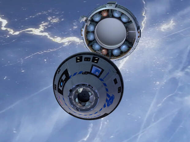Отстыковка капсулы от служебного отсека. Иллюстрация. Credit: Boeing.
