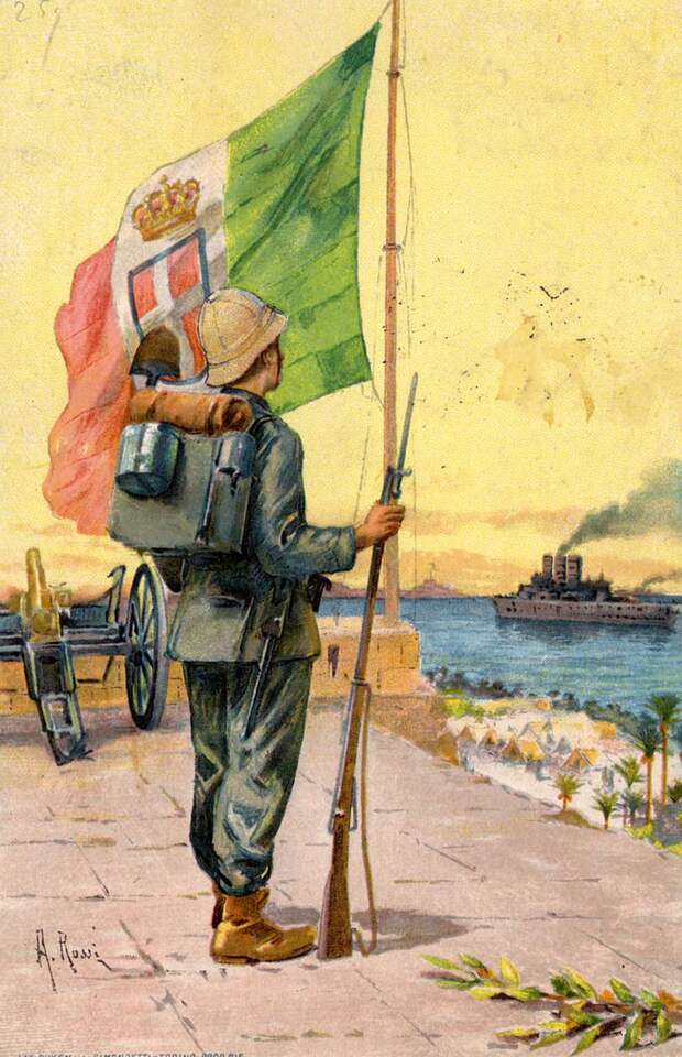 Итальянская открытка, посвящённая войне, 1911 год