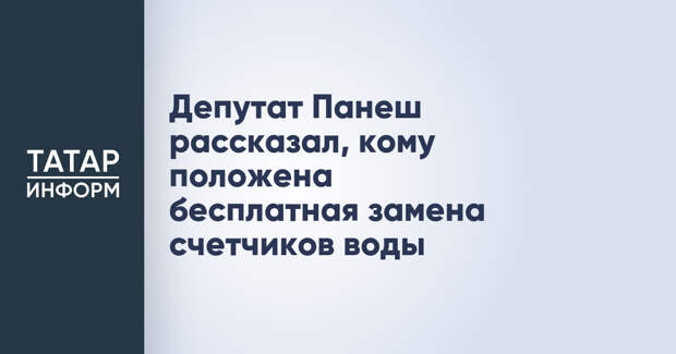 Депутат Панеш рассказал, кому положена бесплатная замена счетчиков воды