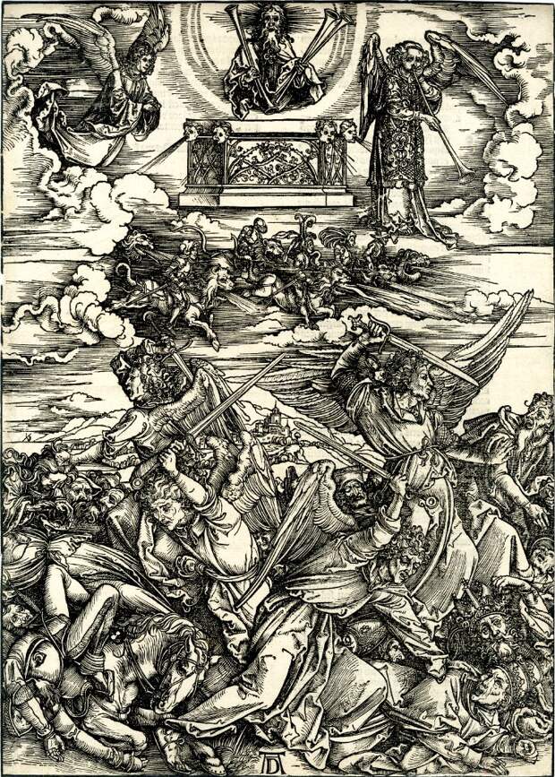 4 ангела смерти из "Апокалипсиса" Альбрехта Дюрера (серия гравюр)