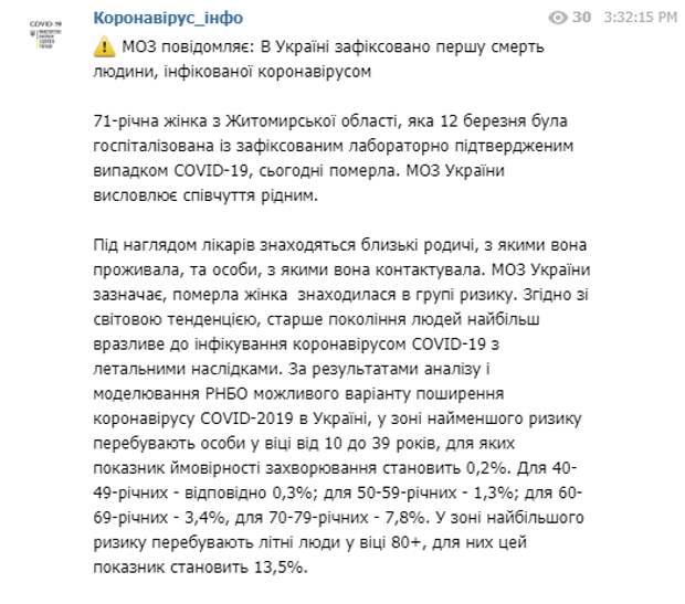 На Украине от коронавируса умер первый человек: Киев экстренно закрывает границы