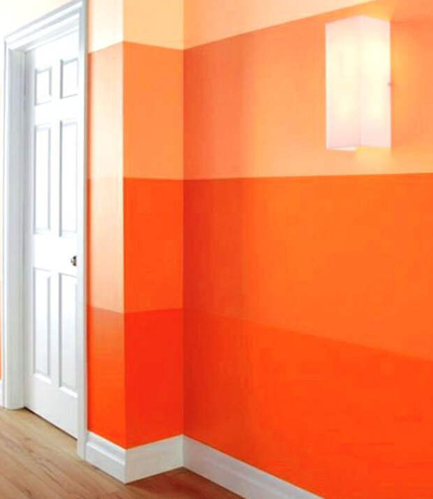 Оранжевые полосы на стенах комнаты 