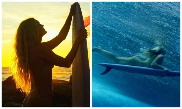 Бегущая по волнам: голая серфингистка из Австралии покоряет океан