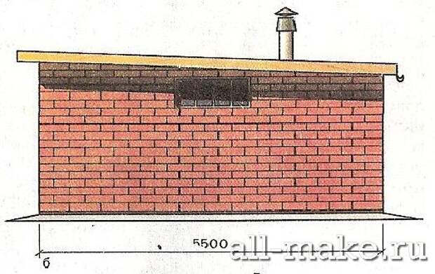 Односкатная крыша для туалета из кирпича
