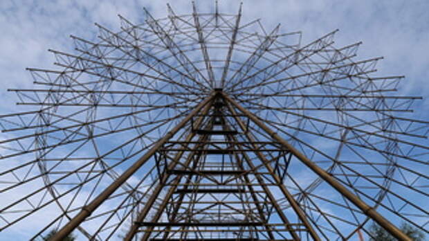 Монтаж колеса обозрения в парке 