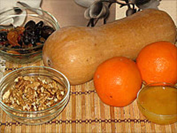 Продукты для приготовления тыквы с апельсинами