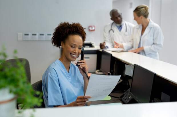 Reception area in a medical office.
