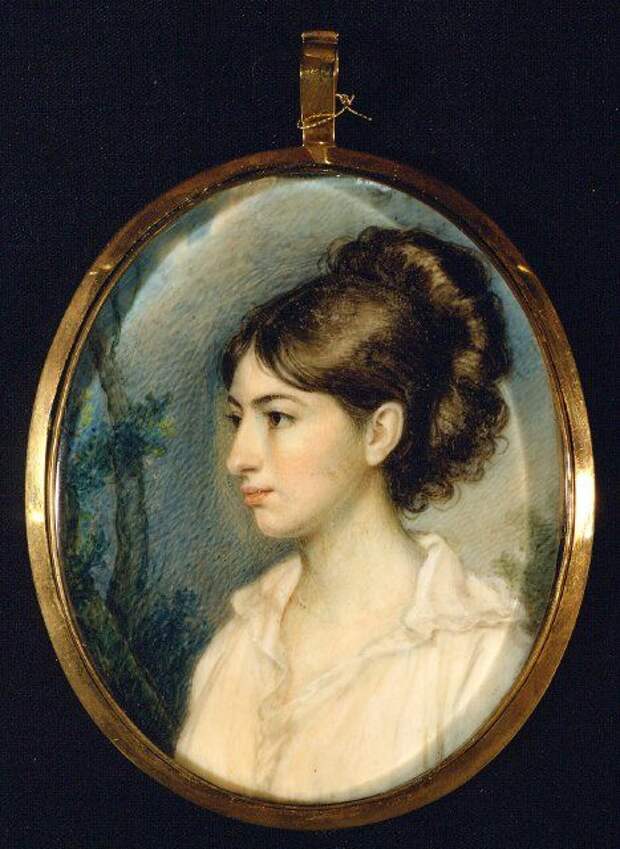 Louisa Charlotte Izard(?) -- Portrait Miniature -- Circa 1801 -- Edward Greene Malbone -- Watercolor on ivory -- Gibbs Museum of Art -- Charleston, South Carolina
