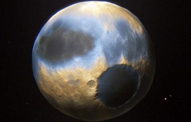 Планета Плутон небо цвета голубой электрик