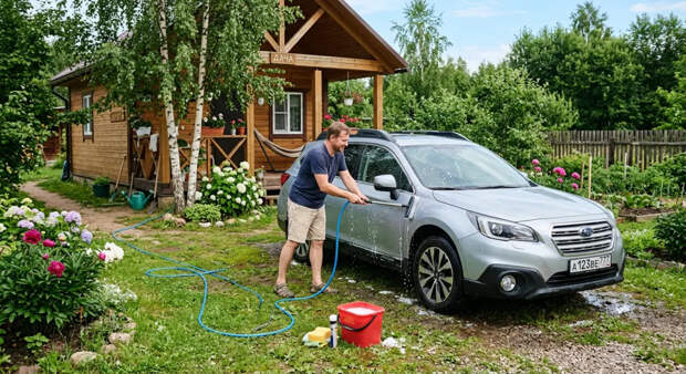 Водителей предупредили о штрафах за мытье машины на даче