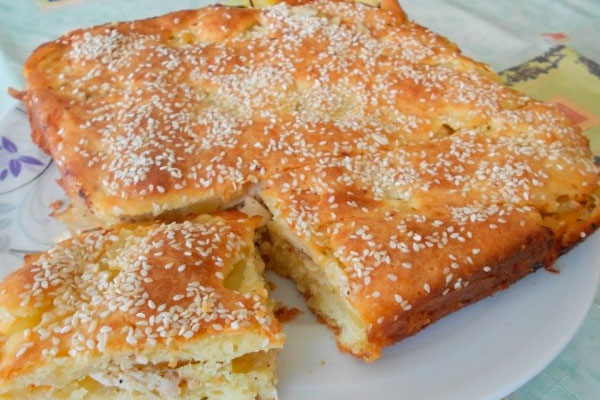 Заливной пирог с курицей и грибами