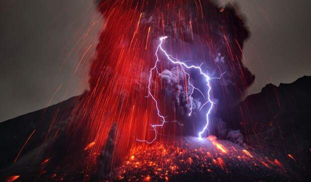 Вулканическая молния природа, природные явления, удивительная природа