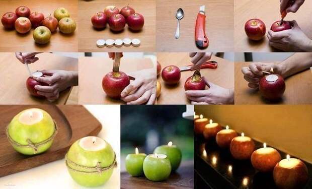 Яблочные подсвечники: красиво и ароматно