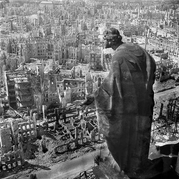 Дрезден в руинах после бомбардировок союзников 1945 год