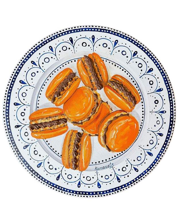 Картины с едой на винтажных тарелках от Кристины Кунанец
