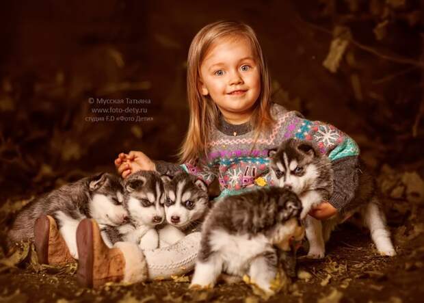 Фотохудожник Татьяна Мусская Татьяна Мусская, дети и животные, животные, коты, собаки хаски, фото детей