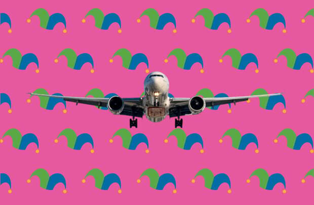 A plane flying straight at the viewer