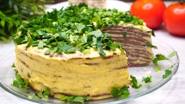 Закусочный печеночный торт с нежным вкусом Печеночный торт, Рецепт, Видео рецепт, Видео, Длиннопост