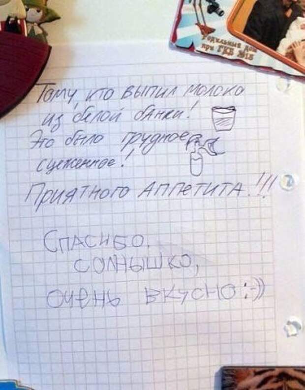 Самые смешные и неожиданные записки на холодильнике Самые смешные и неожиданные записки на холодильнике