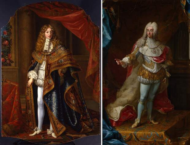 Слева - Виктор Амадей II, Джованни Баттиста Курландо, ок. 1678. Справа - он же, Мартин ван Майтенс, 1728. (cc) Wikimedia Commons