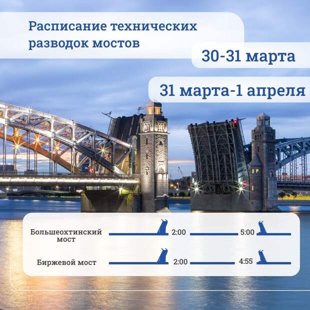 Водителям рассказали, когда в Петербурге запланирована разводка мостов