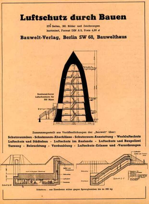 План-чертеж уникального в своем роде бомбоубежища «Winkelturme», созданного архитектором Лео Винкелем. | Фото: ursa-tm.ru. 