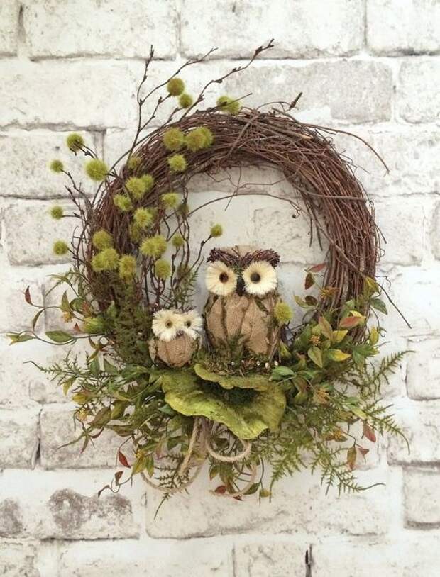 Fall Owl Wreath, Fall Wreath for Door, Fall Door Wreath, Fall Decor, Front Door Wreath, Grapevine Wreath, Silk Wreath, Outdoor Wreath, Burlap, Autumn Wreath, Etsy Wreath, by Adorabella Wreaths! This charming owl wreath was handmade using a grapevine wreath base adorned with two adorable moss, burlap and twig owls, amazing green dried sponge mushrooms, lots of gorgeous mossy greenery, and a natural rope bow. This wreath has a very natural, organic look and feel to it that you will love!:
