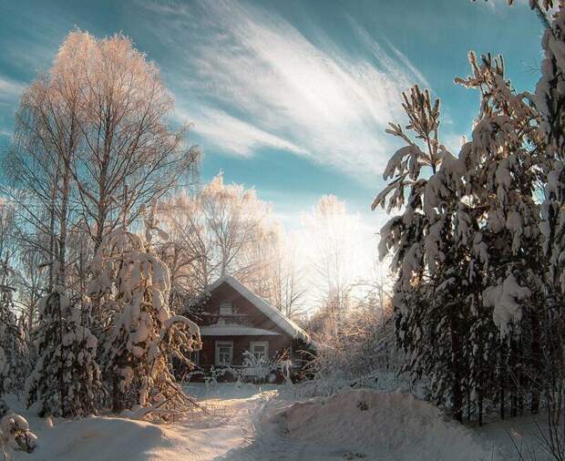 Зима деревня, зима, природа