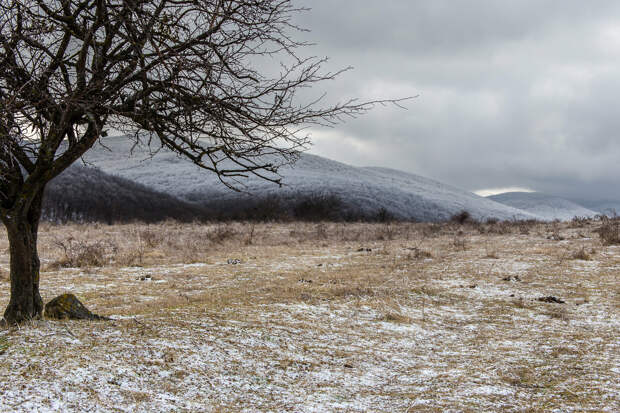 На фото: зима в Крымских горах близ города Старый Крым.